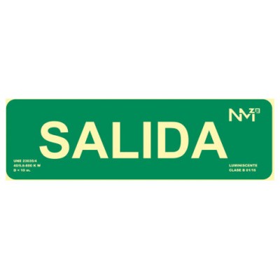 SEÑAL "SALIDA" HOMOLOGADA 300X105MM POLIPROPILENO FOTOLUMINISCENTE ARCHIVO2000 6170-22H VE (Espera 4 dias)